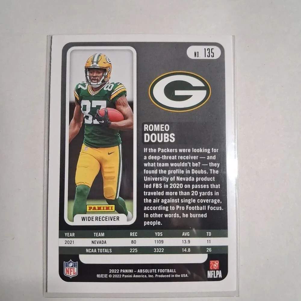2022 Panini Absolute - Rookies Romeo Doubs #135 Green (RC)